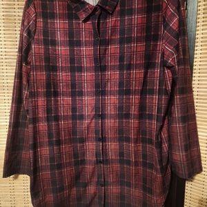 Lularoe plaid button-down burgundy shirt size 2xl